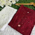Maroon Elegant Rayon Muqaish Ensemble