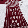 Maroon Green Party Wear Long Modal Heavy Chikankari Handwork A-Line Gown