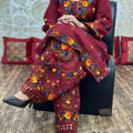 Maroon Handwork Co-Ord Set with Kantha Kurti and Salwar