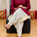 Maroon Kurti Chikankari Sequins Patiala Salwar Set