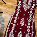 Maroon Lucknowi Chikankari Heavy Beautiful Latest Design Modal Kurti
