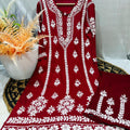 Maroon Lucknowi Chikankari Premium Heavy Designer Modal Palazzo Set
