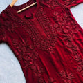 Maroon Royal Elegance 3D Viscose Premium Quality Chikankari Kurti
