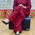 Maroon Sequin Splendor Chikankari Kurti Pallazo Mastani Set