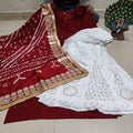 Maroon Sparkling Sequins Bandhani dupatta Gotta patti Sharara Sequins Kurti emsemble