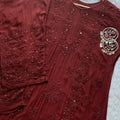 Maroon Premium Viscose Lucknow Chikankari Mukaish Work Set
