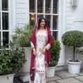 Maroon Regal Sequin Embroidered Chinon Silk Shalwar Suit Set