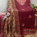 Maroon Premium Kashmiri Work Pashmina Silk Suits (New)