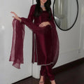 Maroon Aurora Silk Embroidered Ensemble