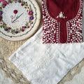 Maroon Handcrafted Lucknowi Chikankari Style Short Kurta & Palazzo Set