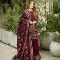 Maroon Designer Party Wear Heavy Faux Georgette Top, Palazzo Dupatta Set