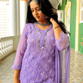 Mauve Chikankari Elegance Ombré Mirror Booti Jaal Set - Kurti, Sharara & Dupatta -(Inner Included)