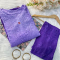 Mauve Jannat Rayon Ombré Ensemble - Premium Dyeable Kurti + Palazzo Set
