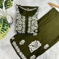 Mehendi Green 🌟 Chikankari Rayon Palazzo Set ✨