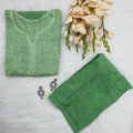Mint Green Elegance Unveiled Modal Chikankari Ensemble