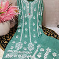 Mint Green Lucknowi Chikankari Premium Heavy Designer Modal Palazzo Set