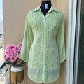 Mint Green Premium Viscose Chikankari and Mukesh Work Shirt Only Plus Sizes