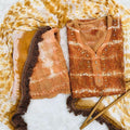 Mirage Ensemble: Brown Georgette Chikankari Kurti, Sharara, and Dupatta Set with Tye & Dye and Zerkan Sparkle