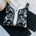 Monochrome Elegance: Premium Modal White  & black Kurti with Black Pant