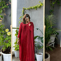Red Regal Embroidered Viscose Chikankari Kurta Set with Mukaish Work