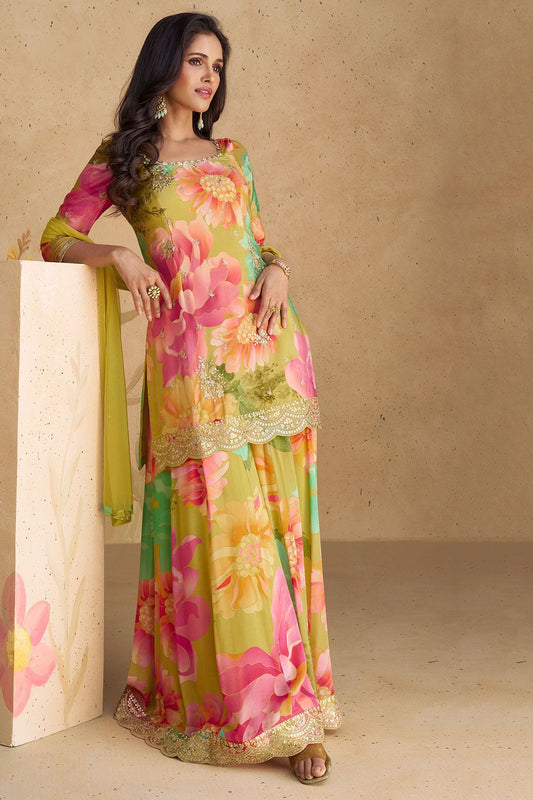 Summer Floral Ethnic Salwar Kameez Sharara with Dupatta