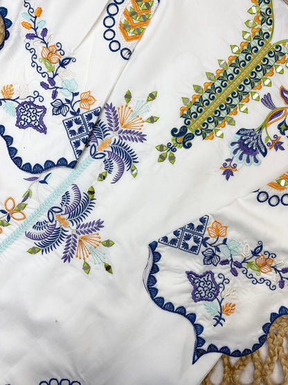 Multicolor embroidery and real mirror work close-up