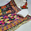 Multicolor Paint Style Chikankari Elegance - Pakistani Dupatta & Kurti Palazzo Set