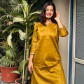 Mustard Elegant Cotton Satin Kurti and Palazzo Set