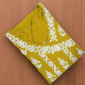 Mustard Roman Silk Chikankari Angrakha Kurti and Pant Set