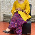 Mustard Yellow & Wine Elegant Phulkari Patiala Salwar & Chikankari Kameez Set