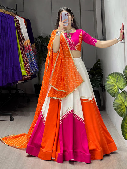 Traditional Gotta Patti Rayon Cotton Stitched Navratri Lehenga Choli Set