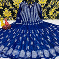 Navy Blue Classic Lucknow Chikankari Anarkali Gown 56 inch Kali