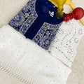 Navy Blue Color Luminous Luxe Lucknawi Chikankari 3 Pc Ensemble
