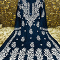 Navy Blue Ethereal Elegance: Lucknow Chikankari Heavy Modal Big Size Kurti