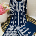 Navy Blue Lucknowi Chikankari Premium Heavy Designer Modal Palazzo Set