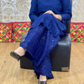 Navy Blue Sequin Splendor Chikankari Kurti Pallazo Mastani Set
