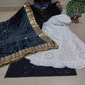 Navy Blue Sparkling Sequins Bandhani dupatta Gotta patti Sharara Sequins Kurti emsemble