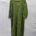 Olive Green Elegant Viscose Daman Designer 3D Chikankari Long Kurti