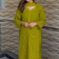 Olive Green Chikan Hakoba Designer Ready-to-Wear Suits Plus Sizes available