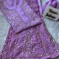 Ombre Purple Georgette Kurti with Mirror Booti Jaal Shopping Online