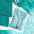 Ombre Turquoise Blue Georgette Chikankari Suit with Beautiful Handwork Embroidery Latest Online