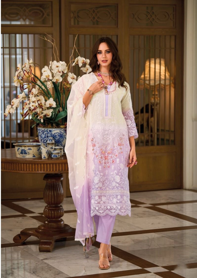 Lavendar Ombre Premium Pakistani Suits with Dupatta