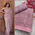 Onion Pink Georgette Sequin Work Saree with Banglori Silk Blouse