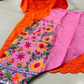 Orange and Pink Sequined Splendor Chikankari Kurti and Patiala Salwar Set