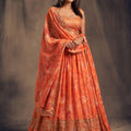Orange Blossom Beauty Floral Custom Bridesmaid Lehenga with Big Flair