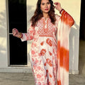 Orange Ethereal Chikankari Georgette Ensemble