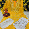 Orange Graceful Lucknawi Georgette Chikankari GotaPatti Ensemble (Inner Included)
