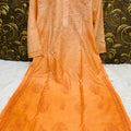 Orange Lucknowi Chikankari Beautiful Premium Chanderi Resham Work Kurti