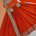 Orange Designer Chinon Silk Sequin Work Anarkali Suit