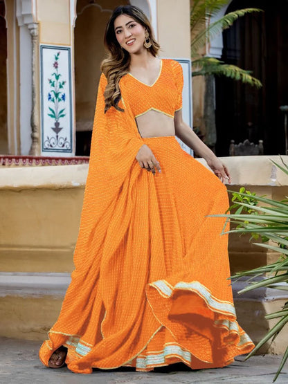 Orange Georgette Leheriya Navratri Garba Chaniya Choli